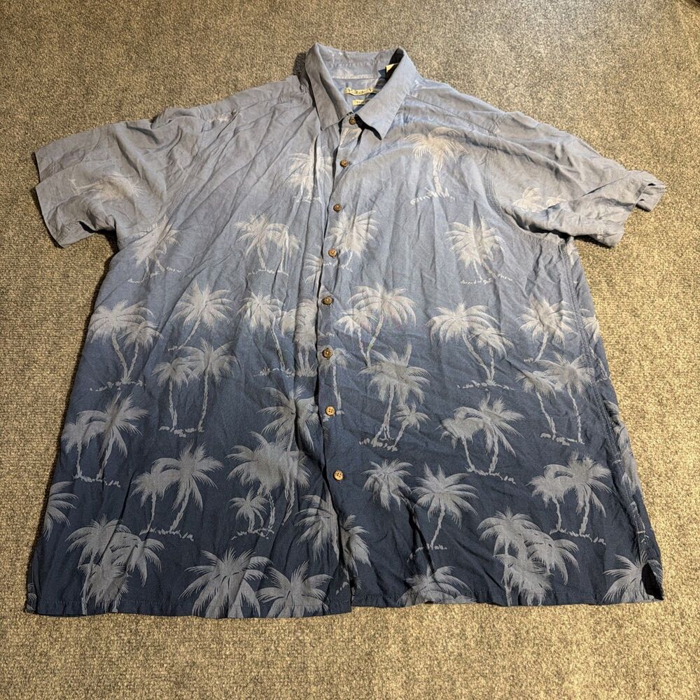 Batik Bay Hawaiian Shirt Mens 2XB Blue Short Sleeve Button Front 100% Rayon